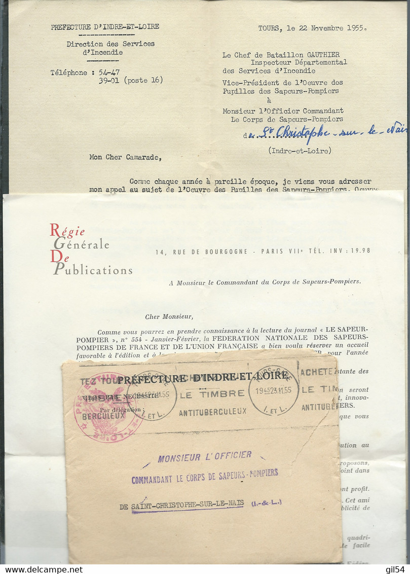 "lot de nouvel an" extrait d'une archive d'1 pompier de Saint Christophe /nai, gandon , taxes divers  bb175