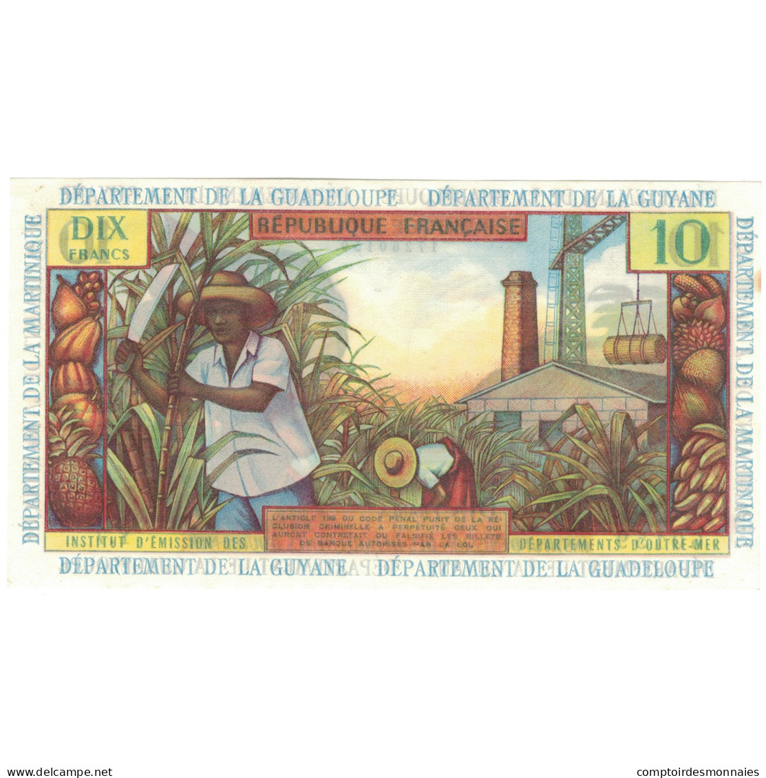 Billet, Antilles Françaises, 10 Nouveaux Francs, KM:5a, SPL+ - Guyane Française