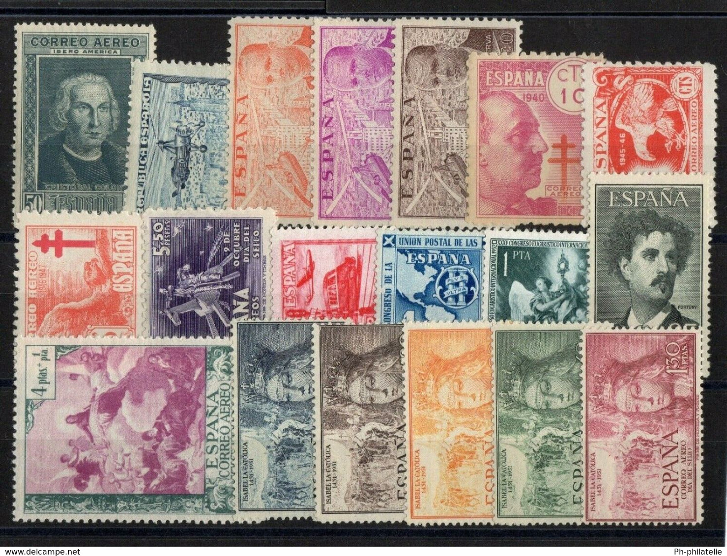 ESPAGNE: SERIE DE 19 TIMBRES P.A. NEUF**/* N°71/277 - Neufs