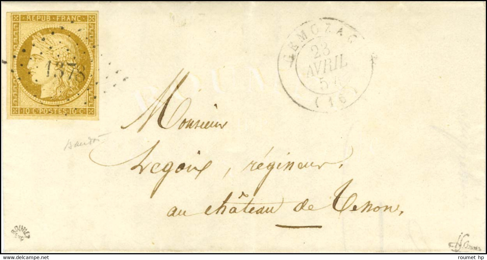 PC 1378 / N° 1 Belle Marge Càd T 15 GEMOZAC (16) Sur Lettre Locale. 1854. - TB / SUP. - R. - 1849-1850 Ceres