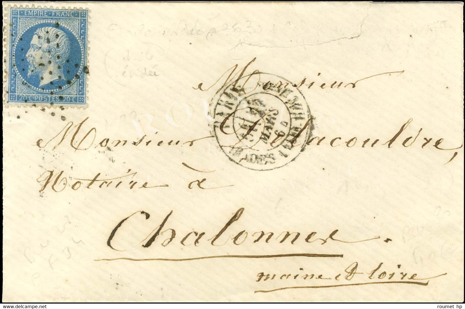 Etoile évidée (P N° 3630) / N° 22 Càd PARIS / R. DES Vlles HAUDtes. 1864. - TB. - Manual Postmarks