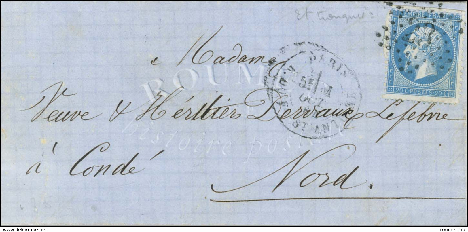 Etoile 23 (variété Tronquée) / N° 22 Càd PARIS / R. DU Fg ST ANTOINE. 1864. - TB / SUP. - R. - Manual Postmarks