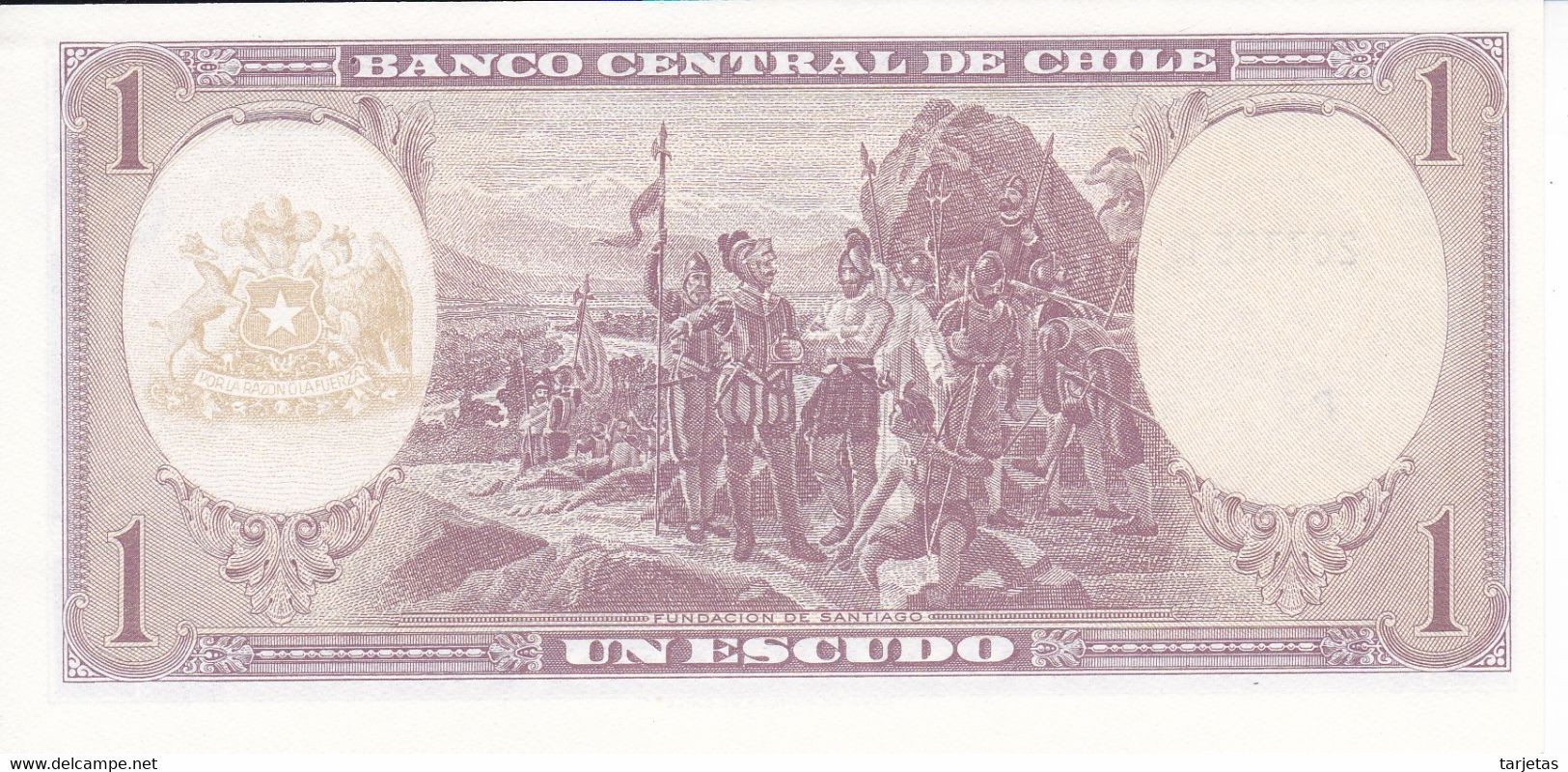 BILLETE DE CHILE DE 1 ESCUDO DEL AÑO 1962 SIN CIRCULAR (UNC) NUMEROS NEGROS (BANK NOTE) - Chili