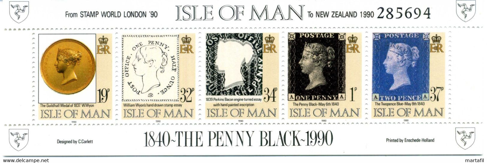 1990 MAN BF 13A MNH ** London 90 / New Zeland 90 - Isle Of Man