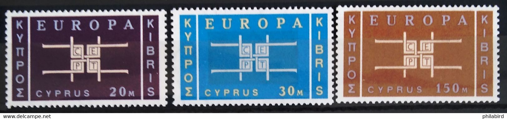 EUROPA 1963 - CHYPRE                  N° 217/219                        NEUF** - 1963