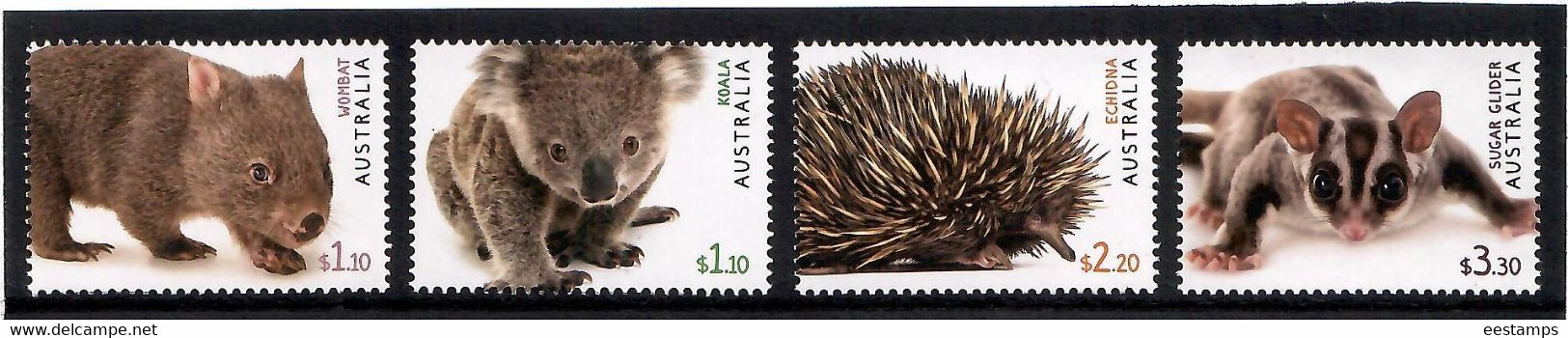 AUSTRALIA  2020 .  AUSTRALIAN FAUNA (KOALAS, WOMBATS, SUGAR GLIDERS, ECHIDNAS ) .4v. - Unused Stamps