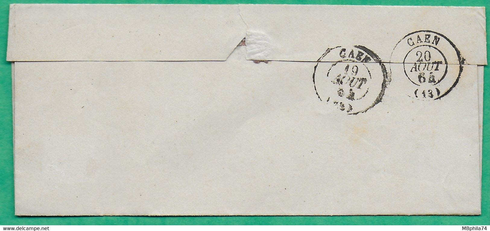 N°22 GC 2547 MORTAIN MANCHE POUR CAEN CALVADOS 1864 LETTRE COVER FRANCE - 1849-1876: Klassieke Periode