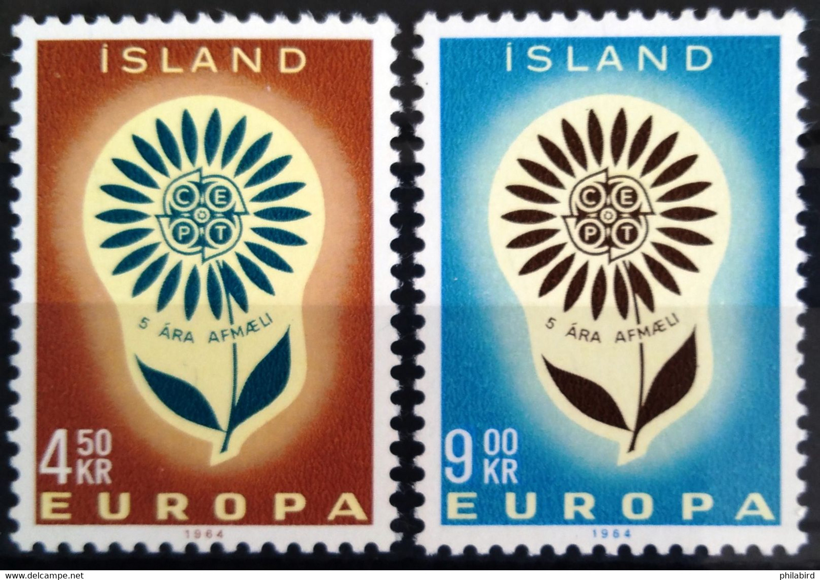 EUROPA 1964 - ISLANDE                N° 340/341                        NEUF* - 1964