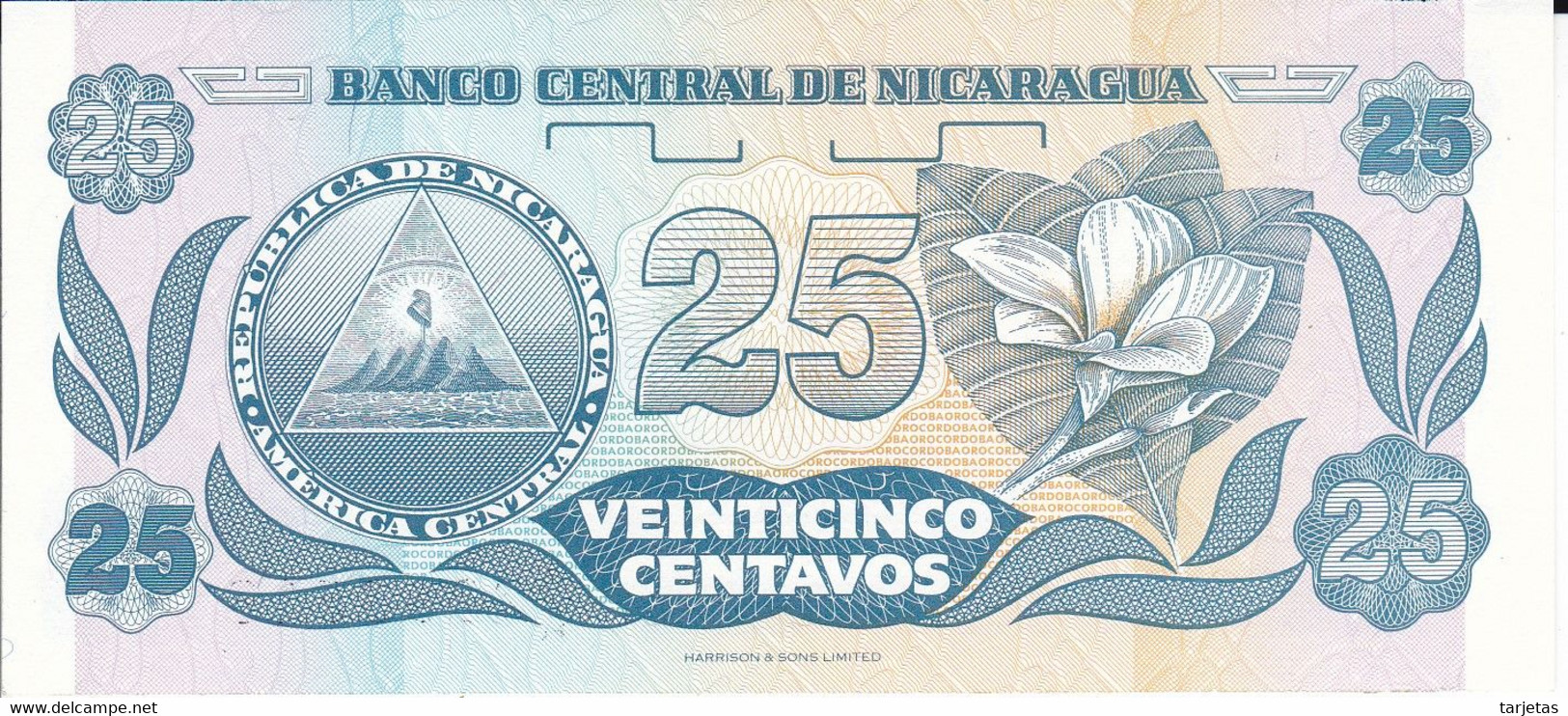 BILLETE DE NICARAGUA DE 25 CENTAVOS DEL AÑO 1991 SIN CIRCULAR (UNC)  (BANKNOTE) - Nicaragua