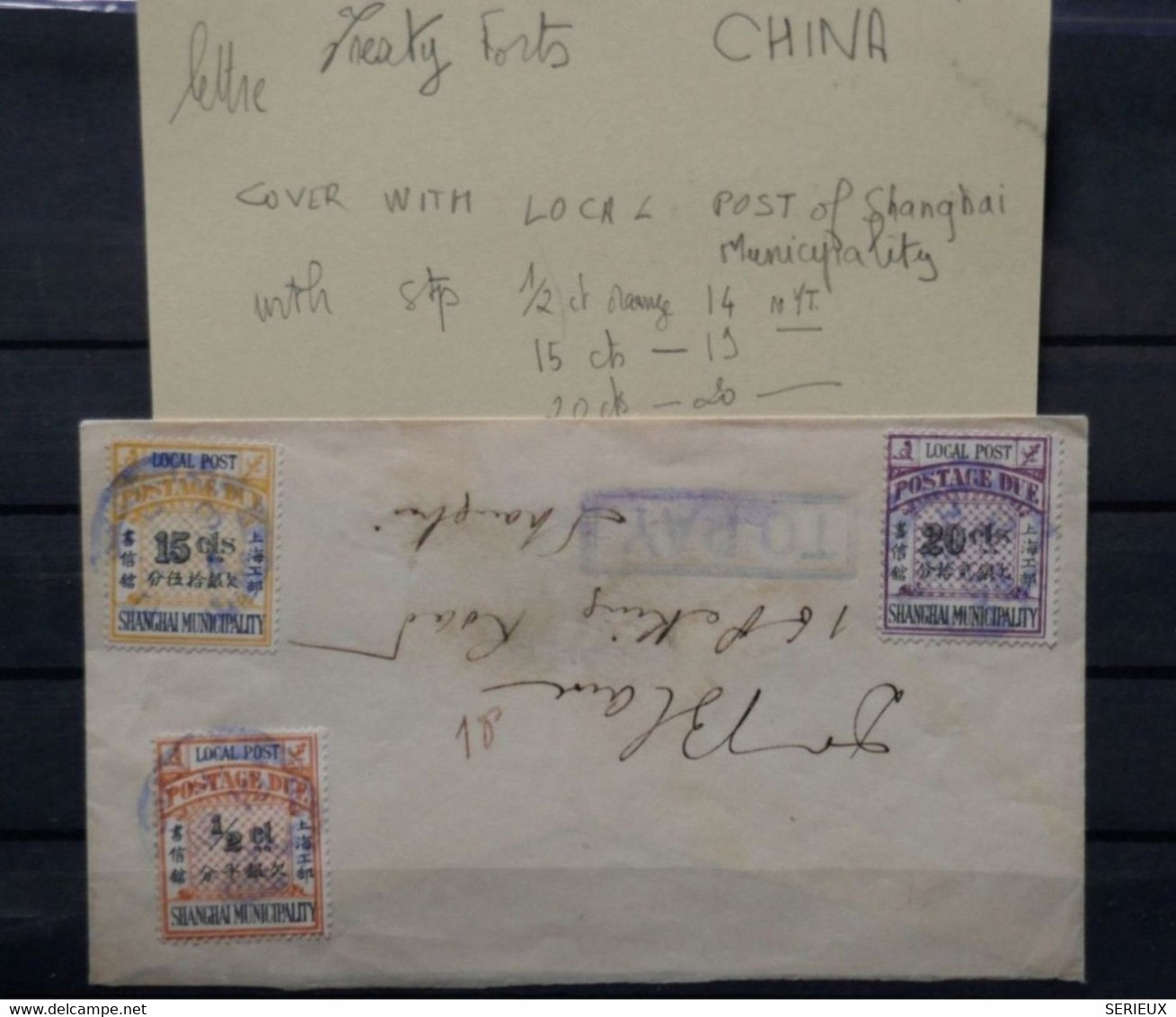C CHINA BELLE LETTRE VERY RARE 1894 POSTE LOCALE SHANGHAI + AFFRANCHISSEMENT INTERESSANT - Covers & Documents