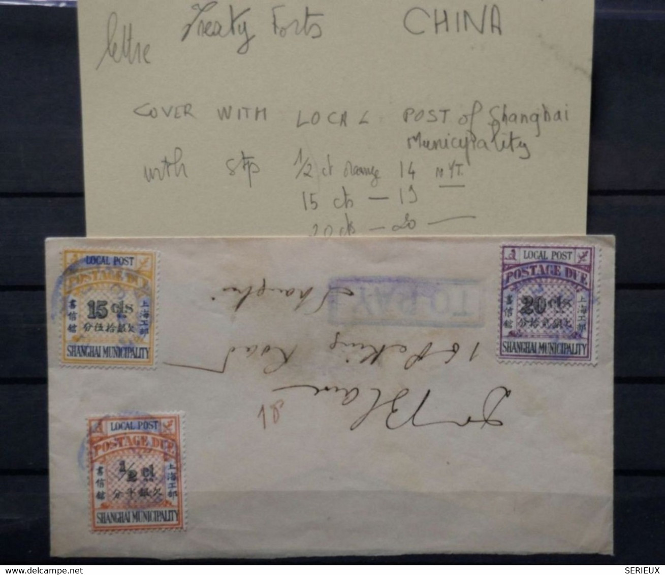 C CHINA BELLE LETTRE VERY RARE 1894 POSTE LOCALE SHANGHAI + AFFRANCHISSEMENT INTERESSANT - Lettres & Documents