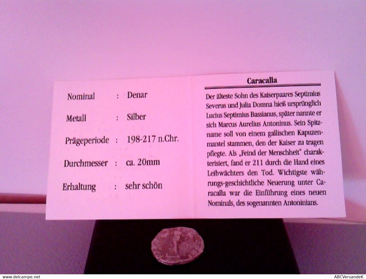 Münzen/ Medaillen: Römische Kaiserzeit, Caracalla 198 - 217 Nach Christus, Denar, Silber - Numismatik