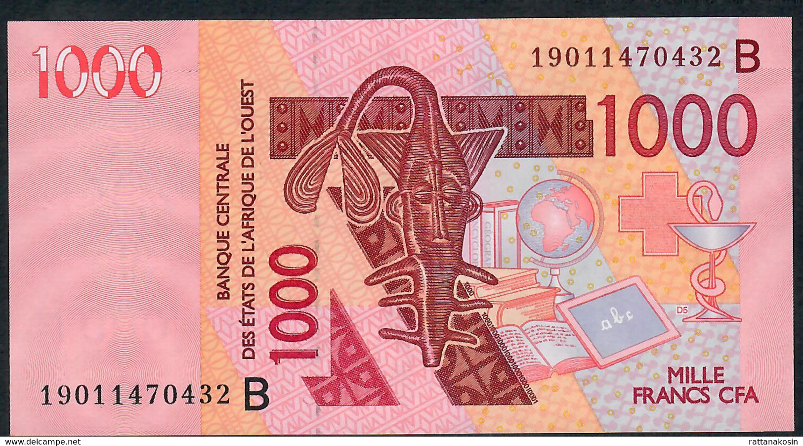 W.A.S. BENIN P215Bs 1000 FRANCS (20)19 Signature 44  UNC. - Stati Dell'Africa Occidentale