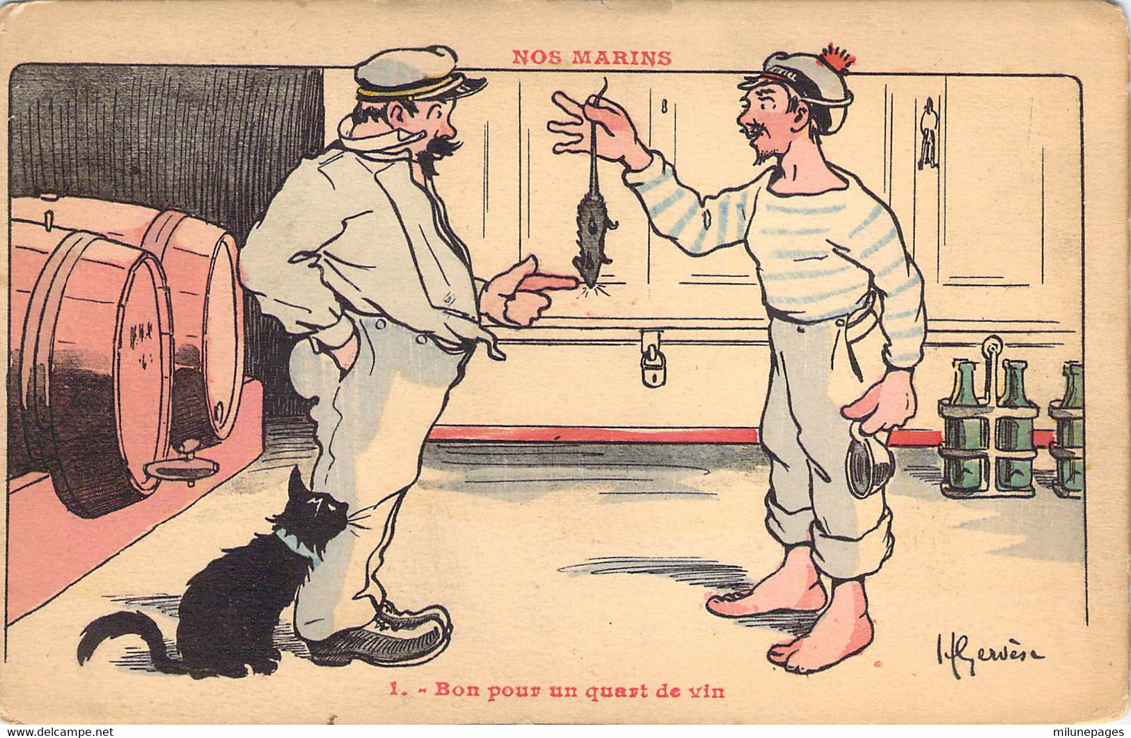 Humour Militaire Nos Marins De Gervèse N°1 Bon Pour Un Quart De Vin Pour Un Rat - Gervese, H.