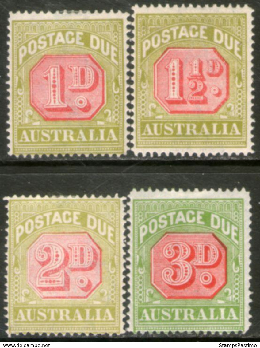 AUSTRALIA Serie X 4 Sellos Nuevos CIFRA PARA USO EN TAXE Año 1925 – Valorizada En Catálogo € 29,00 - Revenue Stamps