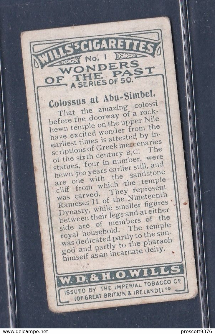 Wonders Of The Past 1926 - Original Wills Cigarette Card - 1 Colossus At Abu Simbel - Wills