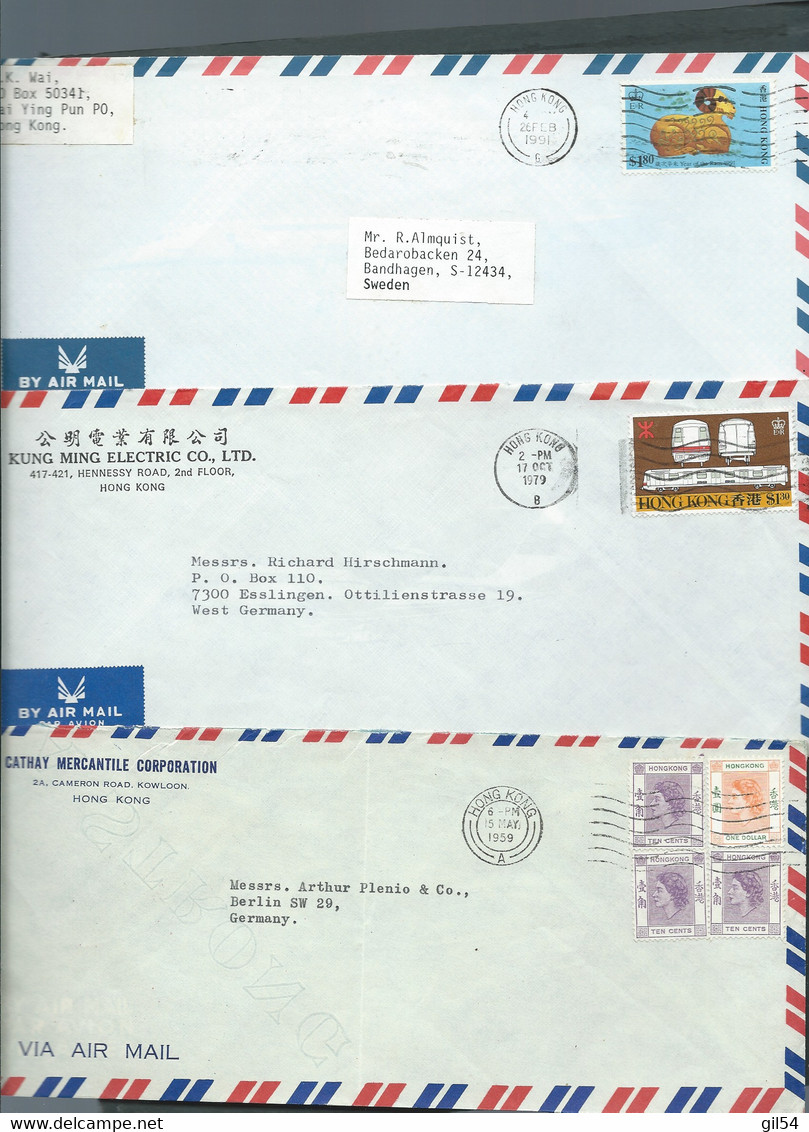 Lot De 3 Lettres Affranchies Par Timbres De  Hong Kong  Britanique )   Mald 103 - Brieven En Documenten