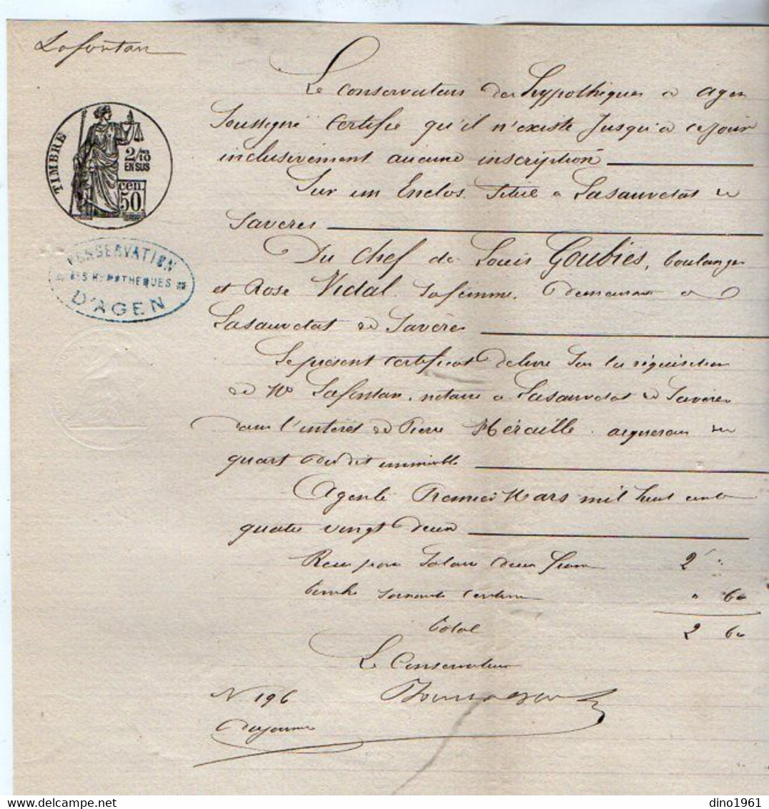 VP18.971 - LA SAUVETAT DE SAVERES - Acte De 1881- Entre Mrs GOUBIES Boulanger & HERAILLE Cultivateur - Manuscrits