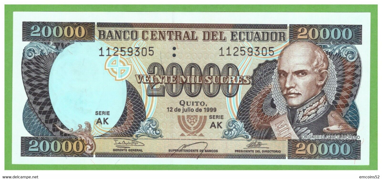 ECUADOR 20000 SUCRES 1999  AK  P-129 UNC - Equateur