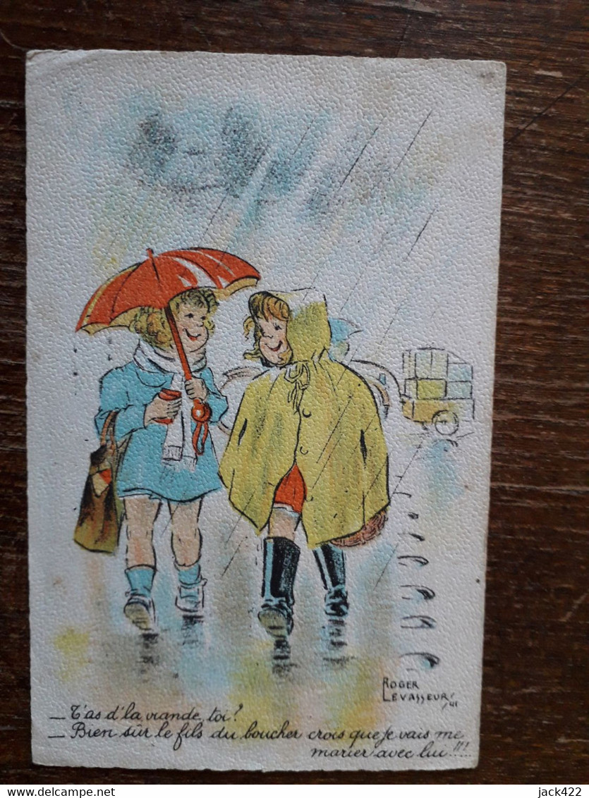 L35/1245 ILLUSTRATEUR ROGER LEVASSEUR - ENFANTS SOUS LA PLUIE - Levasseur, Roger