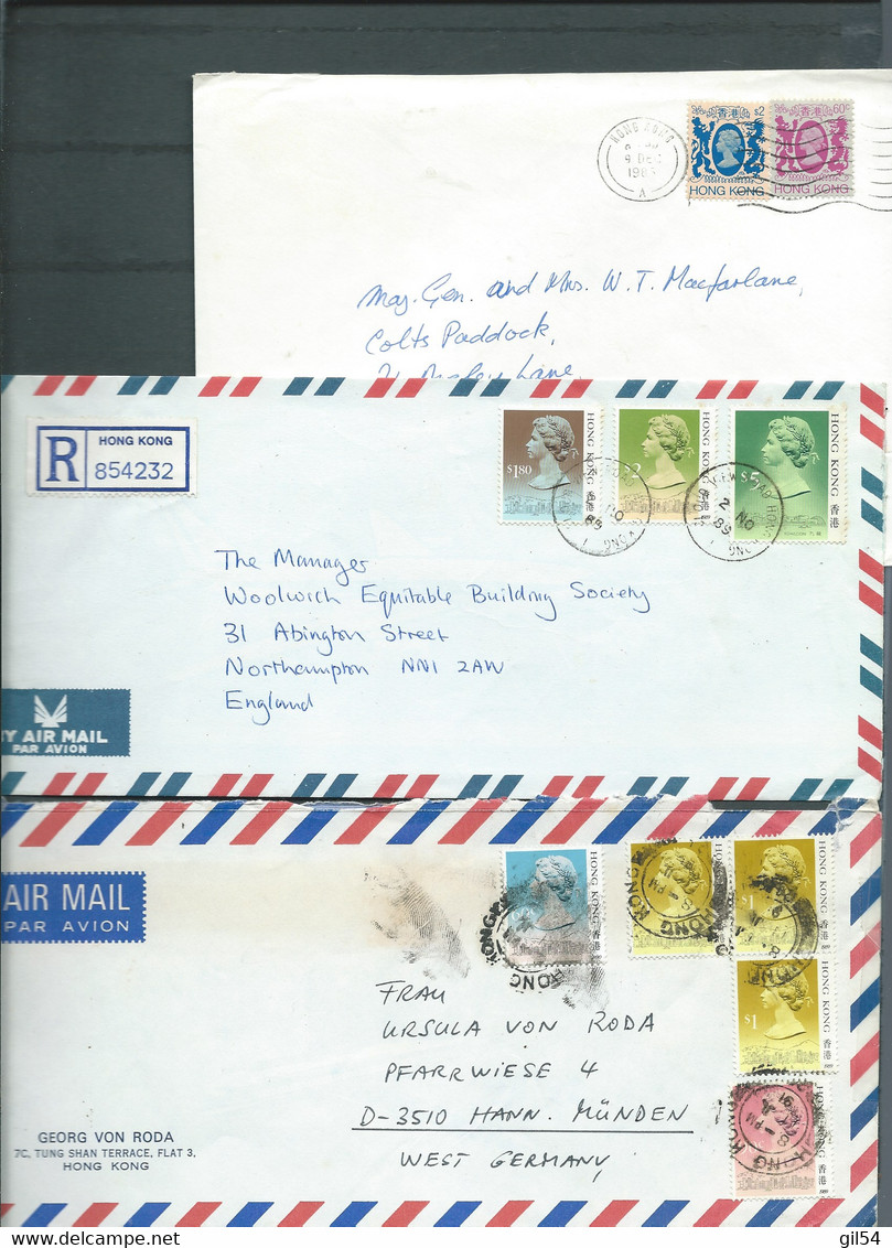Lot De 3 Lettres Affranchies Par Timbres De  Hong Kong  Britanique )   Mald 105 - Cartas & Documentos