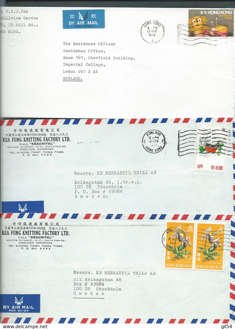 Lot De 3 Lettres Affranchies Par Timbres De  Hong Kong  Britanique )   Mald 107 - Briefe U. Dokumente