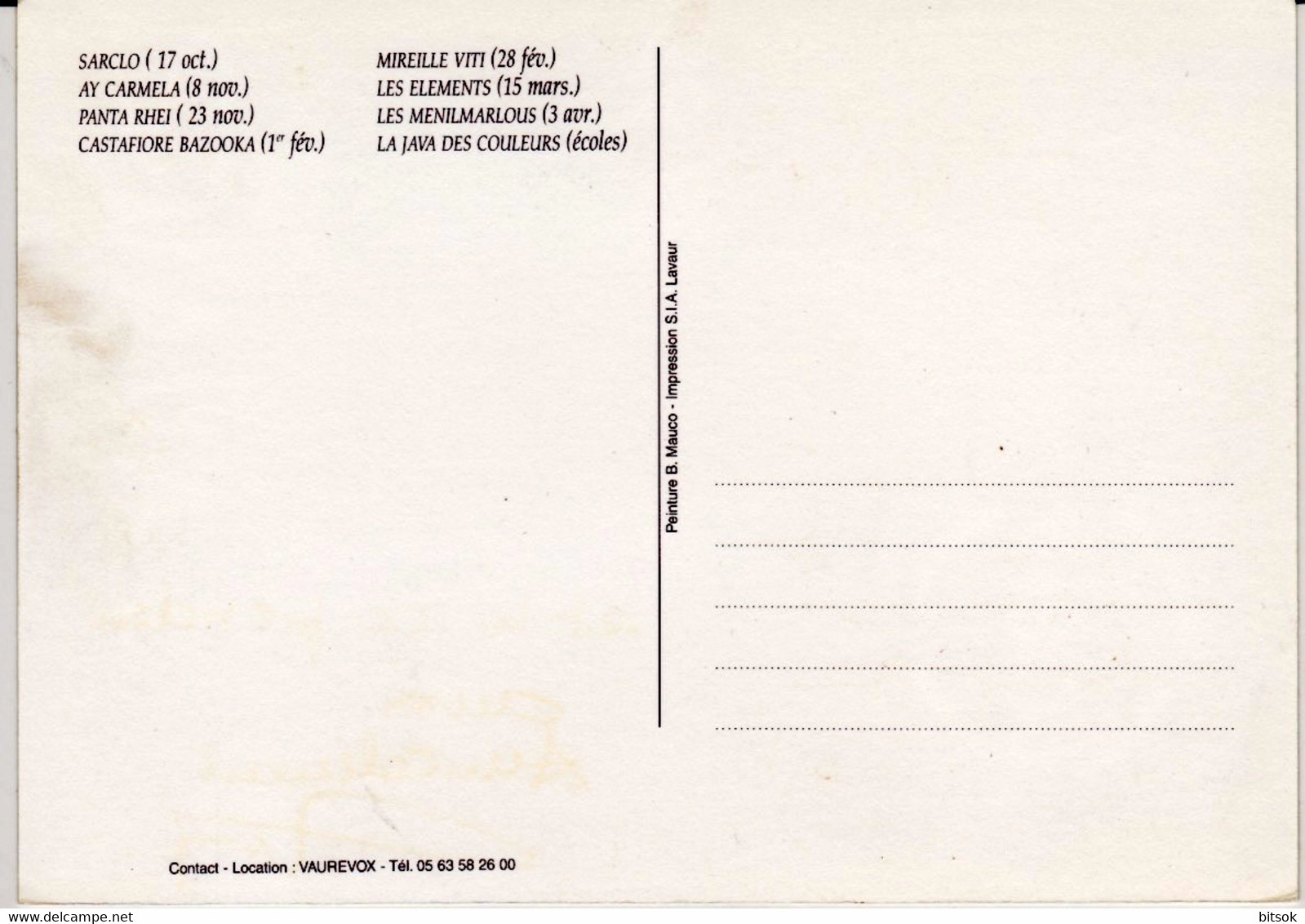 LAVAUR  "Éclats" 1997 Et 1998 (voir Scan Verso De La Carte) - Lavaur