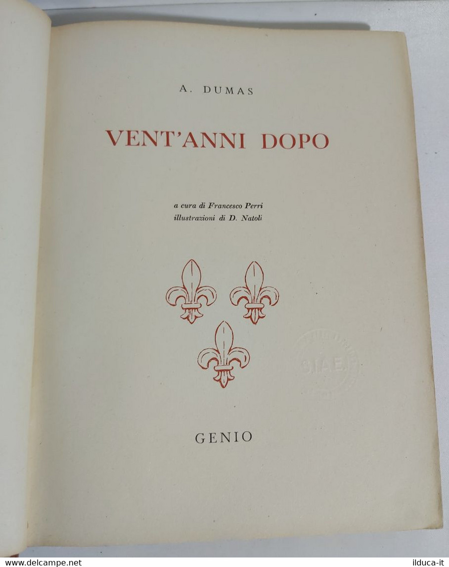 I102620 Lb11 Alexandre Dumas - Vent'anni Dopo - Genio 1951 - Azione E Avventura