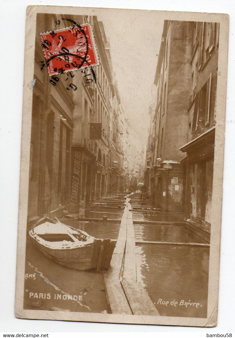 PARIS * INONDATIONS * RUE DE BIEVRE * Chambres Meublées * Carte Sépia - Inondations