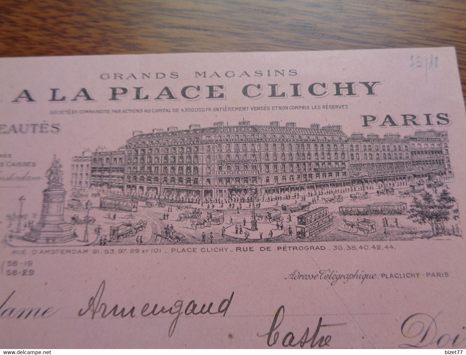 FACTURETTE - 75 - DPT DE LA SEINE - PARIS 18ème -1922 - MAGASINS - A LA PLACE DE CLICHY : PAUL SCHWAEGERL - Other & Unclassified