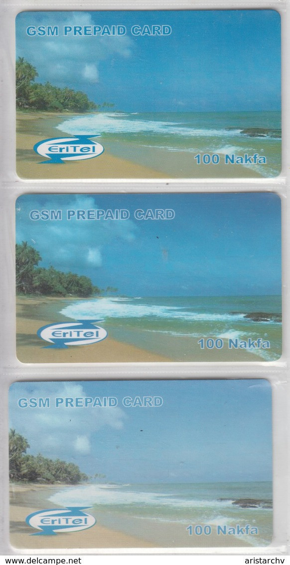 ERITREA GSM PREPAID CARD BEACH 100 NAKFA 3 DIFFERENT CARDS - Erythrée