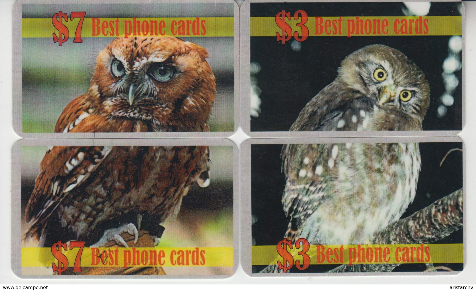 USA BIRD OWL 2 PUZZLES OF 4 PHONE CARDS - Eulenvögel