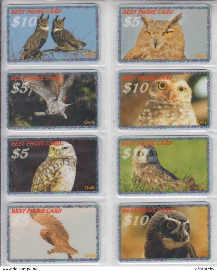 USA BIRDS OWL SET OF 16 CARDS - Eulenvögel