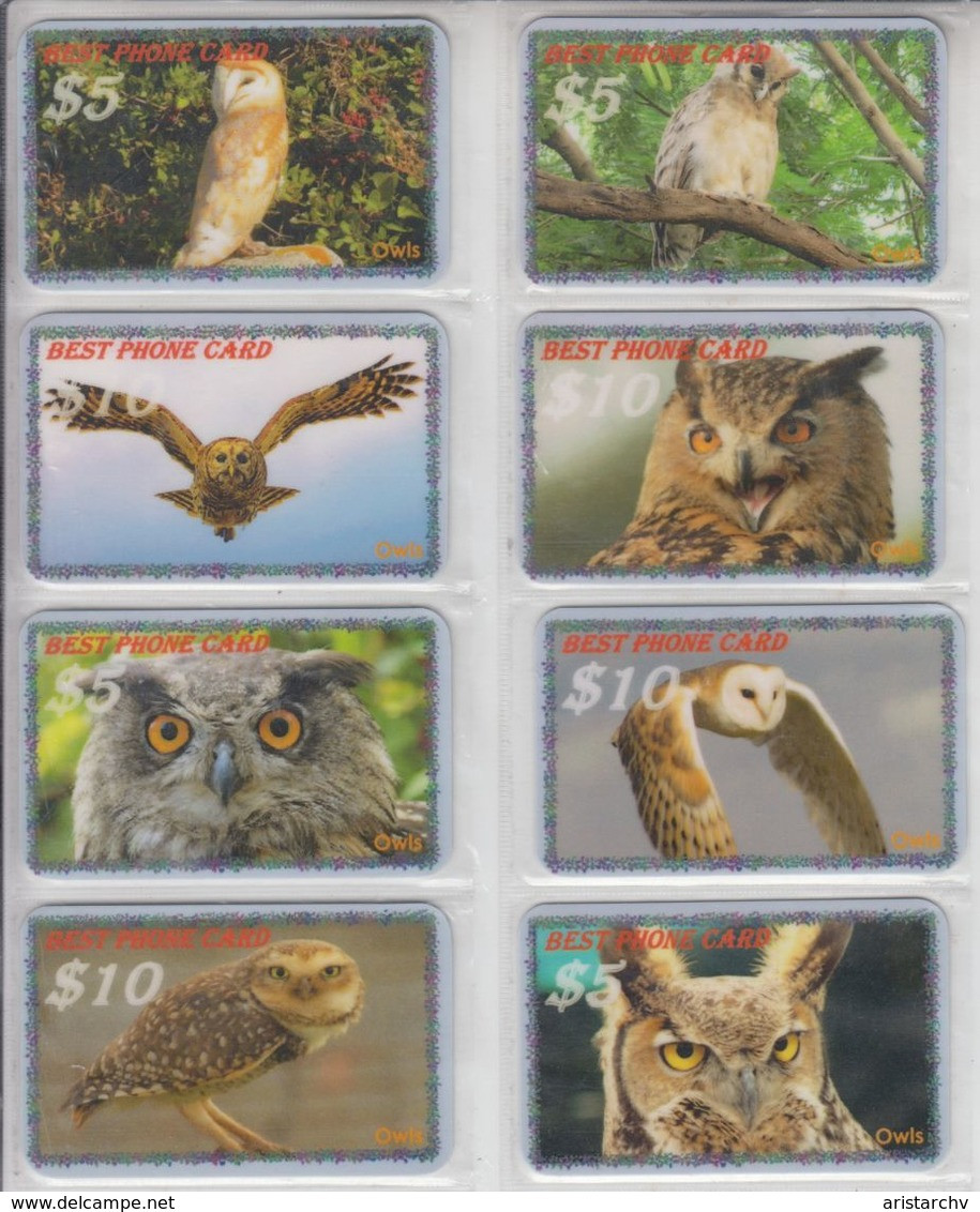 USA BIRDS OWL SET OF 16 CARDS - Owls