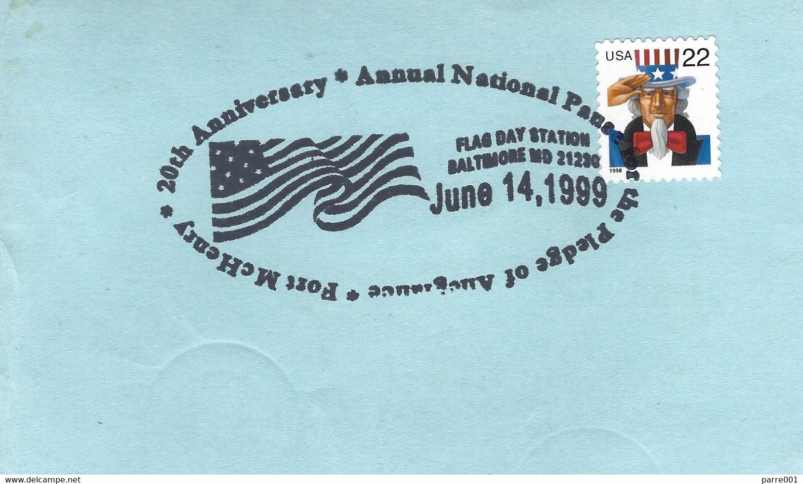 USA 1999 Baltimore Flag Day Station Special Handstamp Card - Buste