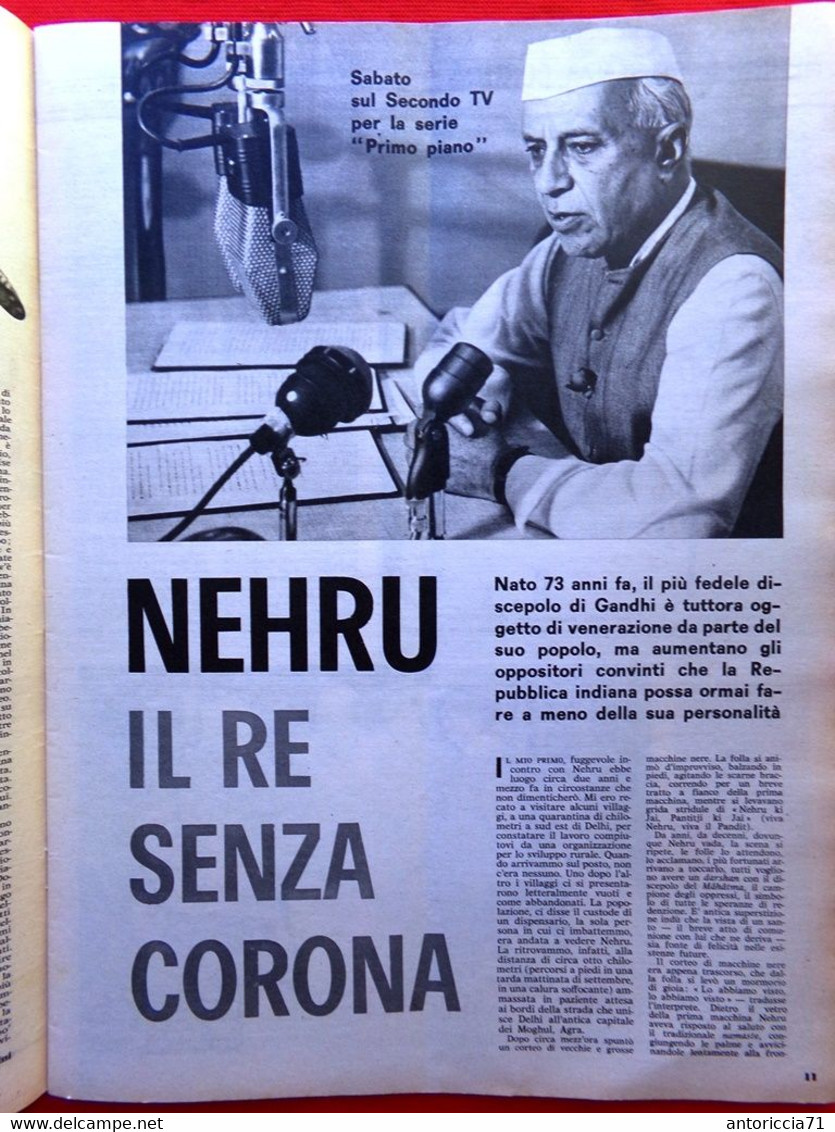 Radiocorriere TV Del 17 Marzo 1963 Gassman Nehru Humprey Bogart Stoppa Mascagni - Télévision