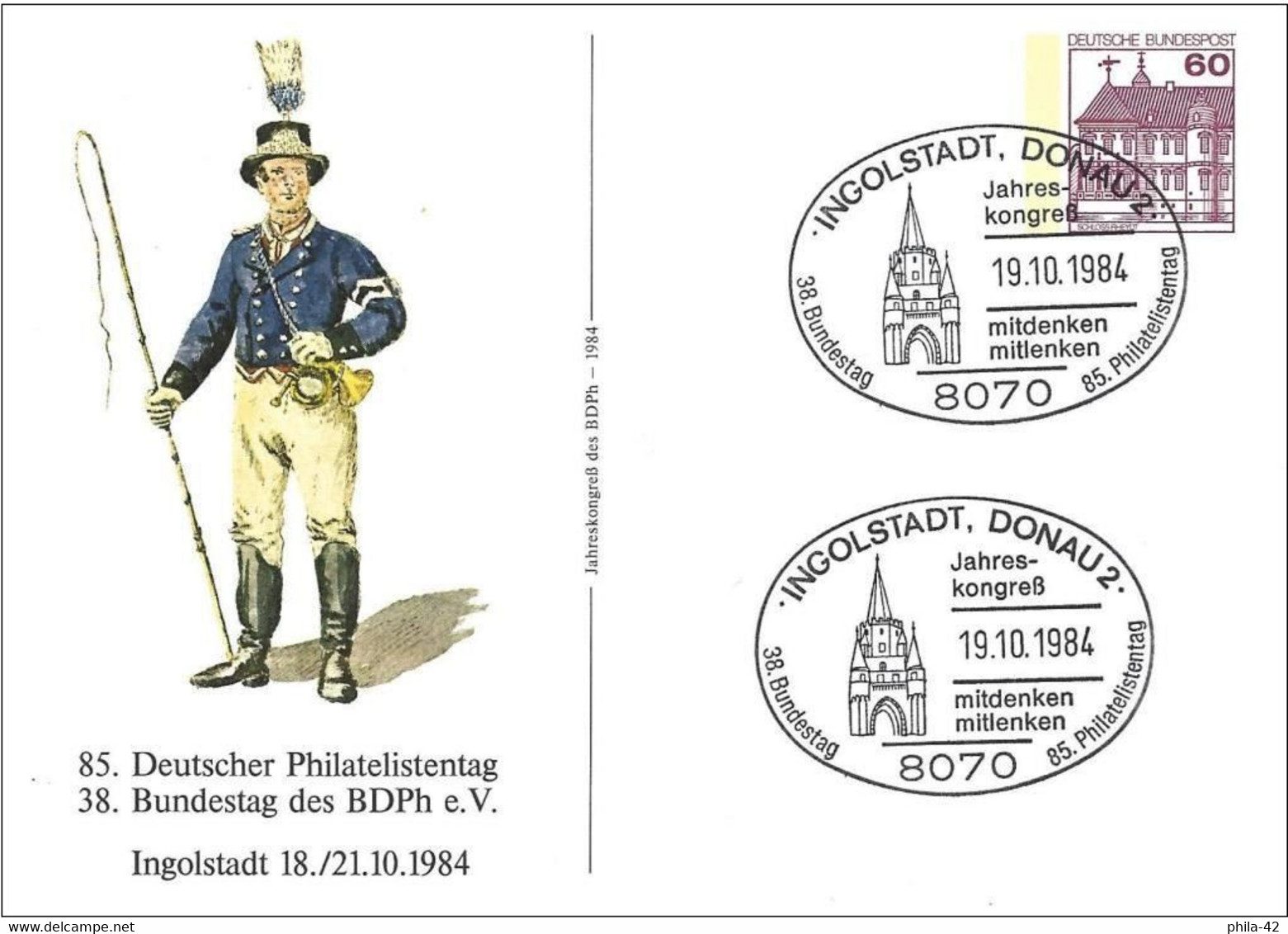 Germany FRG 1984 - Postal Stationary : Driver Of A Post Car. - Privé Postkaarten - Gebruikt