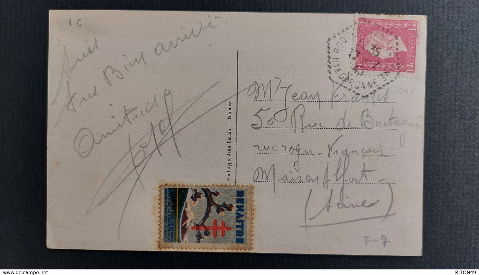 CARTE POSTALE 1945 ROQUEFORT A MAISON ALFORT TIMBRE MARIANNE 1F50 - Roquefort