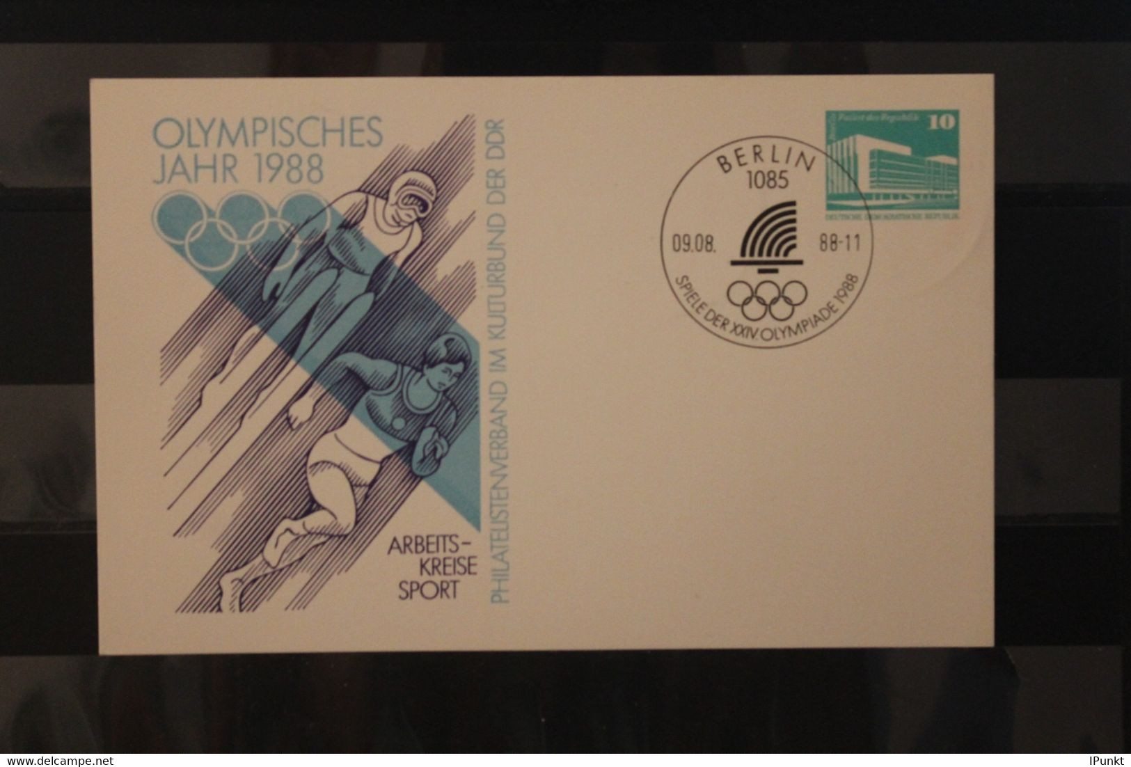 DDR 1988; Ganzsache Olympisches Jahr 1988, Sonderstempel - Privé Postkaarten - Gebruikt