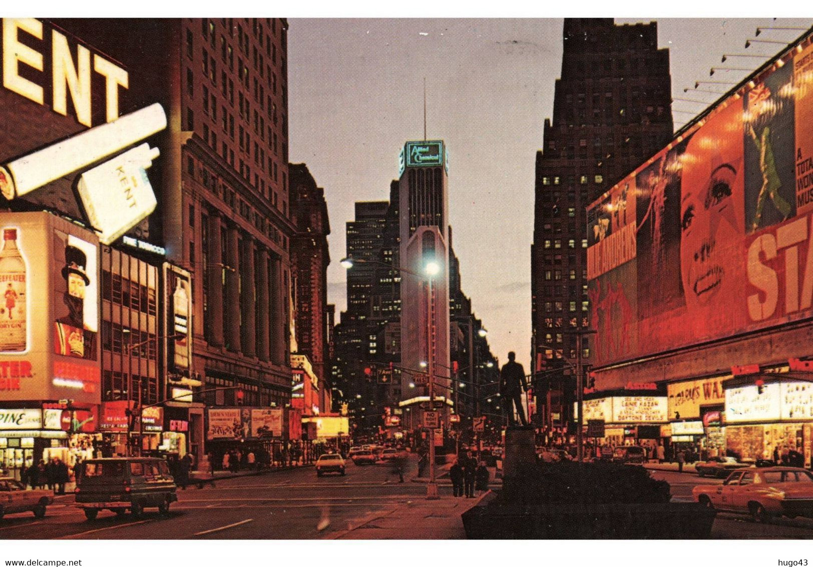 (RECTO / VERSO) NEW YORK -TIME SQUARE AND CHEMICAL BUILDING IN 1975 - N° 828 - BEAU TIMBRE - FORMAT CPA - Time Square