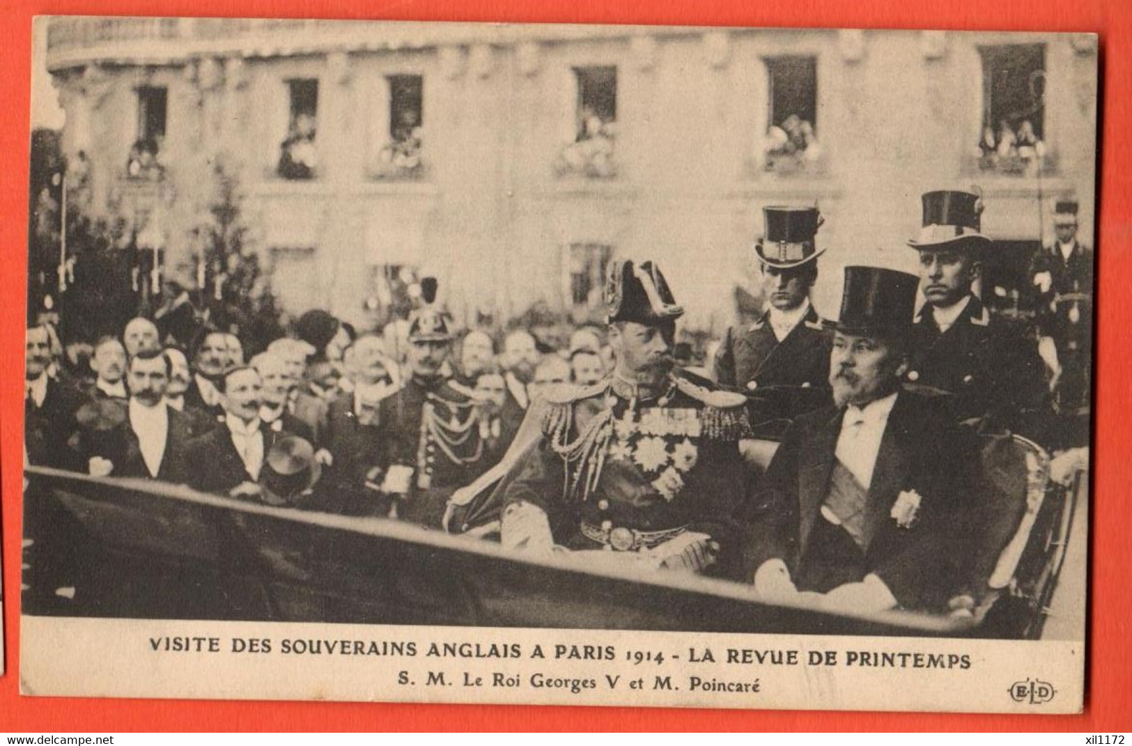 EAW-26 Lot De 2 Cartes Visite Des Souverains Anglais à Paris 1914 Georges V Et Poincaré Non Circ. - Familles Royales