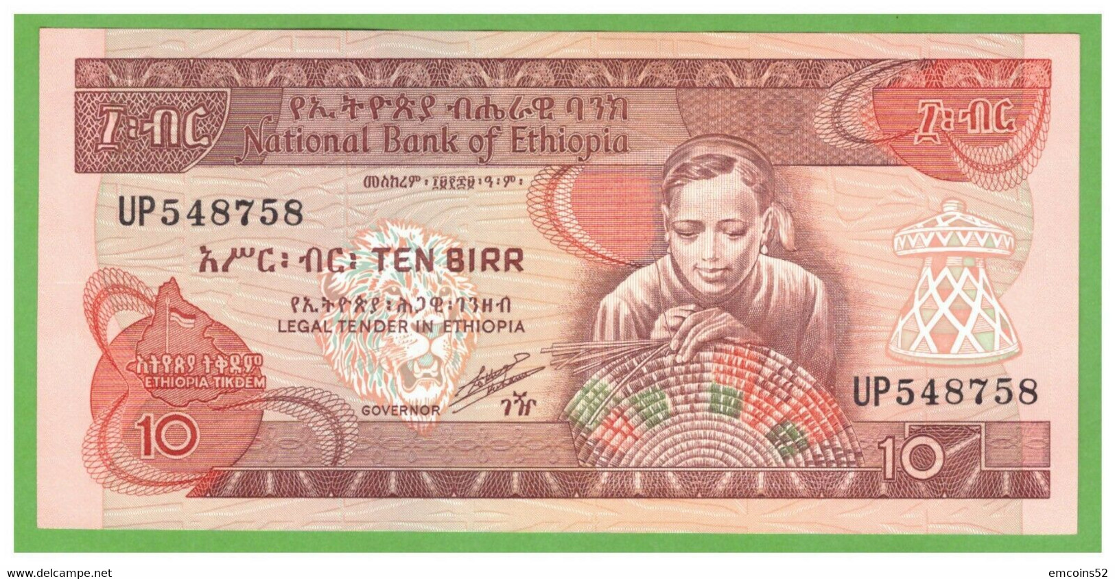 ETHIOPIA 10 BIRR 1991  P-43b  UNC - Ethiopië