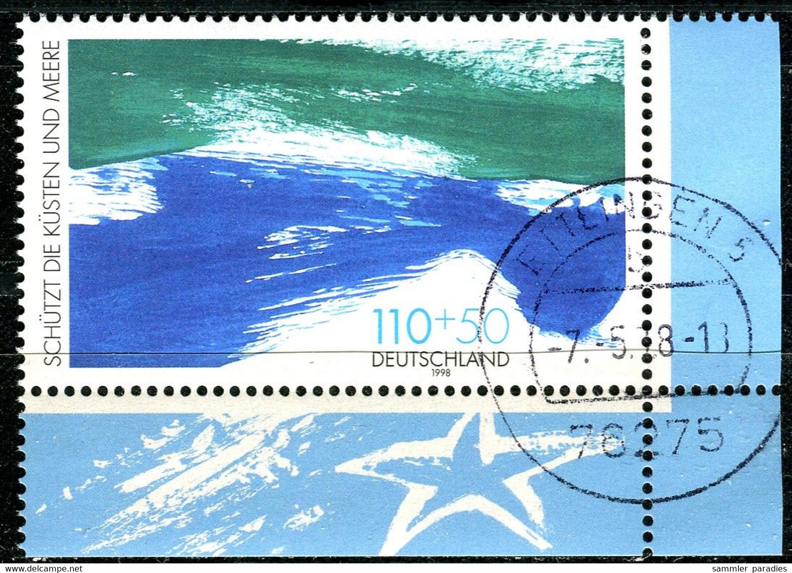 A15-33-8) BRD - Mi 1989 ◰ ⨀ (C) - 110+50Pf           Umweltschutz Schützt Die Küsten Und Meere - Used Stamps