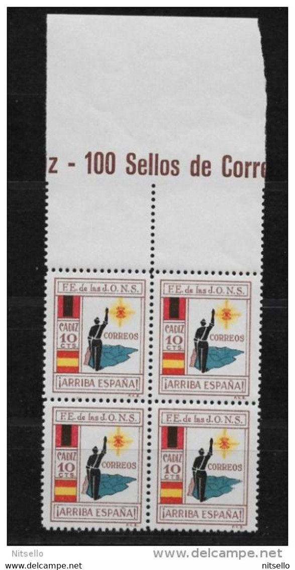 HB ESPAÑA  ///   GUERRA CIVIL   CADIZ   GALVEZ 159s   FALANGE DE LAS JONS ** MNH--- ¡¡¡¡¡¡ MUY RAROS !!!!!!!!!! - Emisiones Nacionalistas