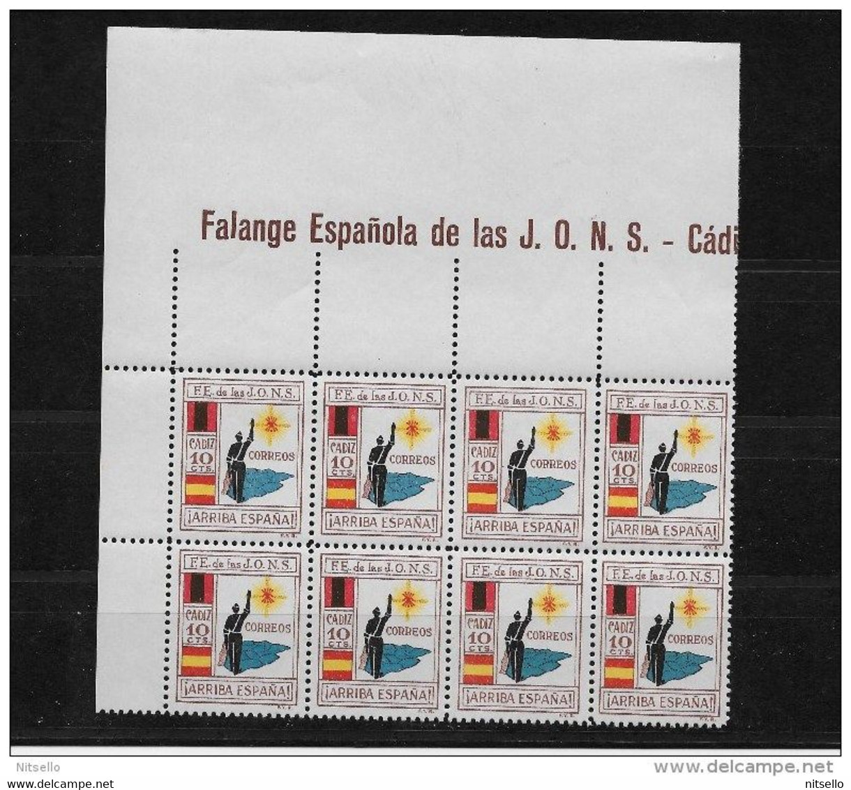 HB ESPAÑA  ///   GUERRA CIVIL   CADIZ   GALVEZ 159s  FALANGE DE LAS JONS ** MNH--- ¡¡¡¡¡¡ MUY RAROS !!!!!!!!!! - Emissioni Nazionaliste