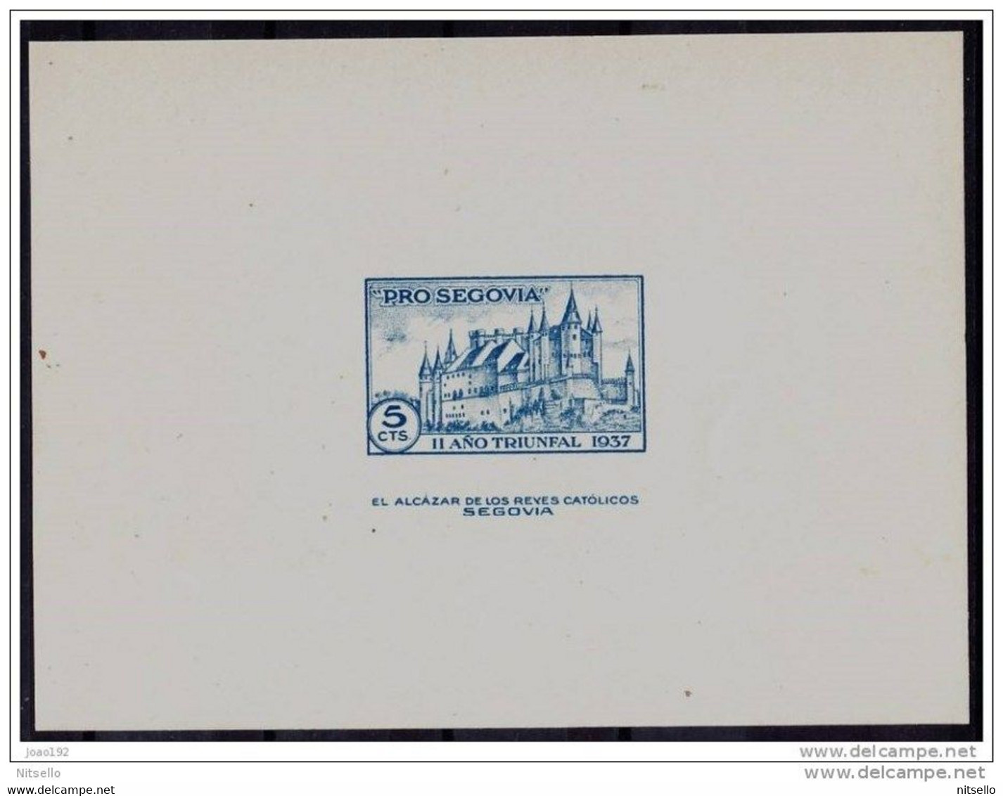 LOTE 2228  ///  GUERRA CIVIL - PRO SEGOVIA  HOJA SIN DENTAR   GALVEZ Nº B820s  **  MNH - Nationalist Issues