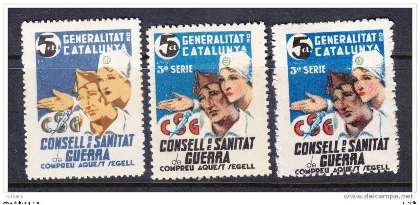 LOTE 2228   ///  (C500) GUERRA CIVIL -   COSELL DE SANIDAD DE GUERRA GUILLAMON Nº 2136, 2137 Y 2139 *MH - Nationalistische Uitgaves