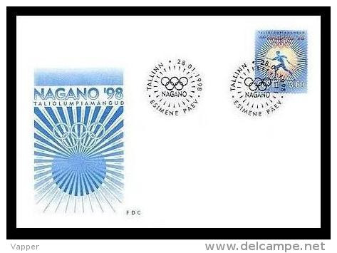 Estonia 1998  Stamp FDC Mi 316 18th Olympic Winter Games, Nagano - Invierno 1998: Nagano