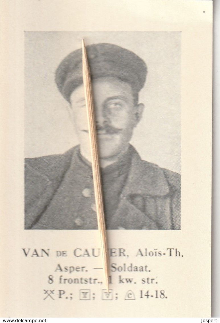 Asper, Alois Van De Cauter, Soldaat, Soldat, Vuurkruiser, Oud-strijder, Ancien Cambattant, 1914-18 - 1914-18