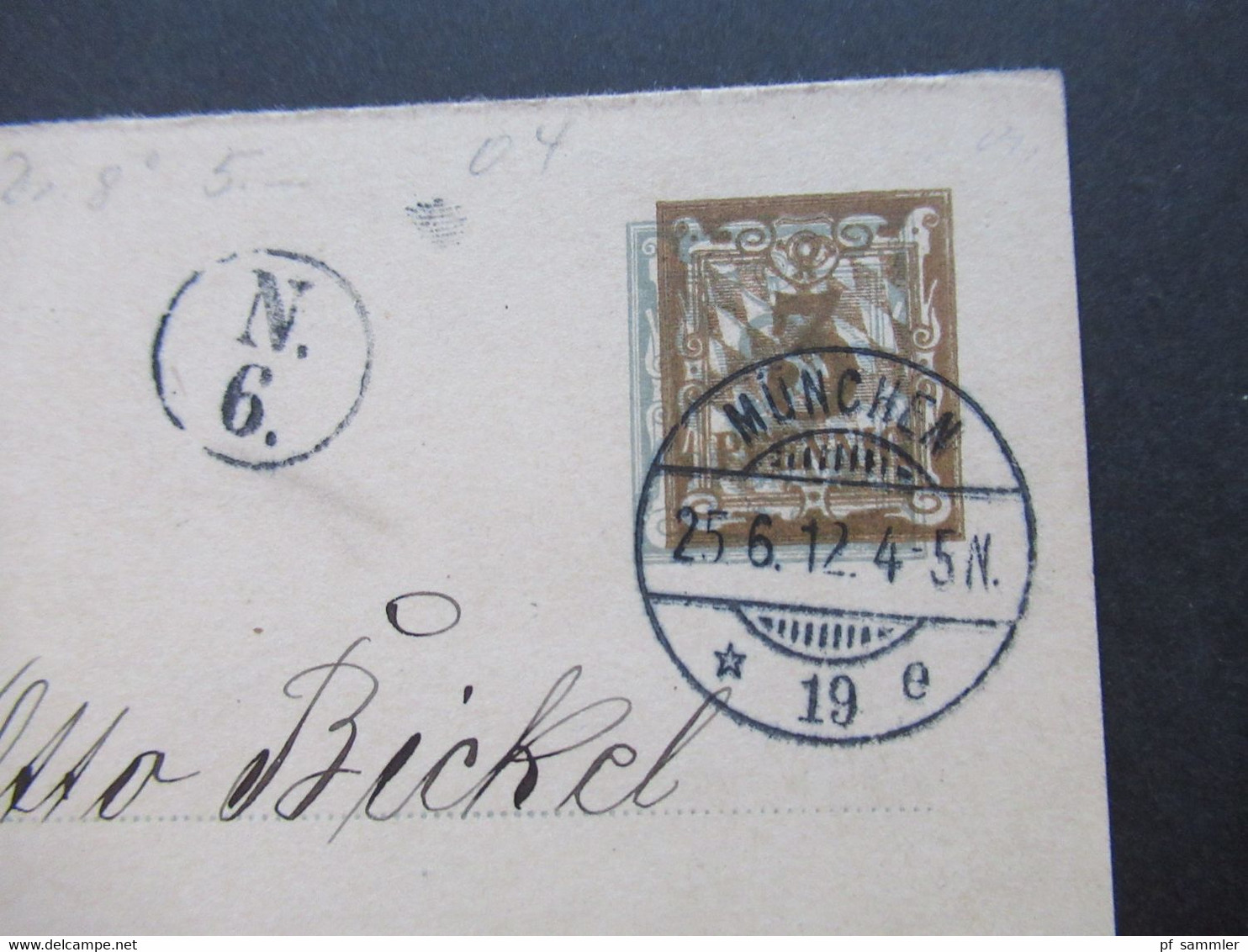 AD Bayern GA Doppeldarte Mit Überdruck Drucksache PZD 8 Stempel München25.6.1912 Und Bedruckung P.P. München - Postwaardestukken